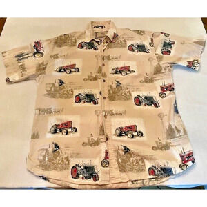 Vintage Bit and Bridle Men's Short Sleeve Western Tractors Shirt Size M